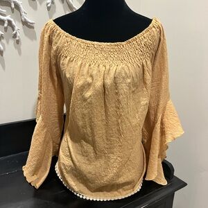 Regenbogen Boho Off-Shoulder Bell Sleeve Blouse EUC | Large